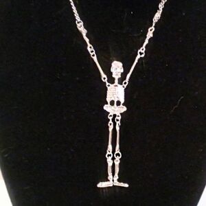 Silver Tone Lona Articulated Skeleton Necklace